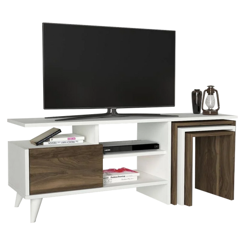 Comodă TV cu măsuțe ADRIANA 1 uşa 2 rafturi 120 cm - Maroom