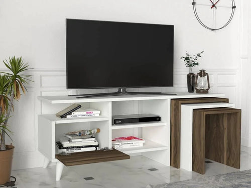 Comodă TV cu măsuțe ADRIANA 1 uşa 2 rafturi 120 cm - Maroom