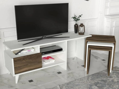 Comodă TV cu măsuțe ADRIANA 1 uşa 2 rafturi 120 cm - Maroom