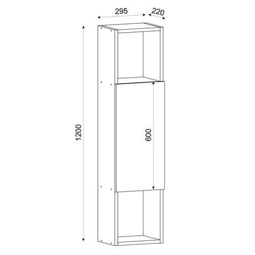 Dulap de perete JUSTIN 1 ușă, 2 rafturi 30 x 120 cm - Maroom