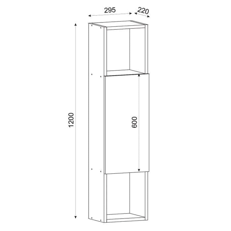 Dulap de perete JUSTIN 1 ușă, 2 rafturi 30 x 120 cm