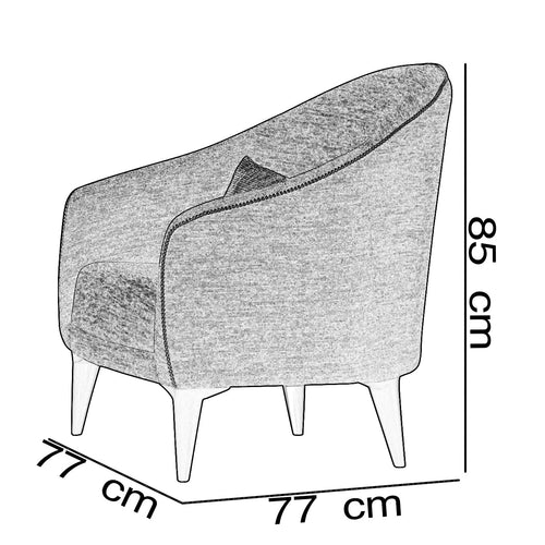 Fotoliu FULYA 77 cm, Opțiuni culoare - Maroom