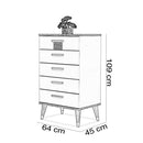 Comodă FULYA 5 sertare 64 x 109 cm - Maroom