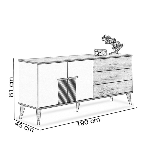 Comodă FULYA 2 uşi 3 sertare 190 x 81 cm - Maroom