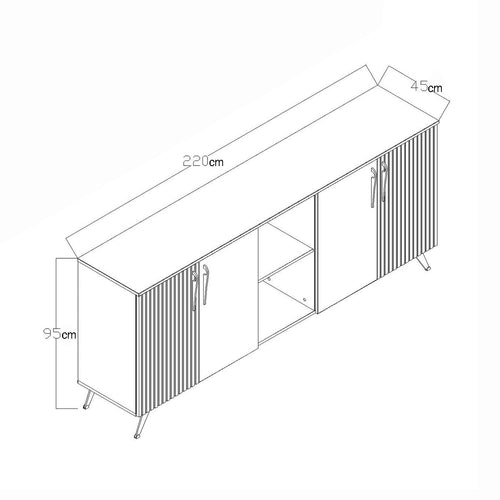 Comoda KAYRA 4 uşi 220 x 95 cm, Opțiuni culoare - Maroom