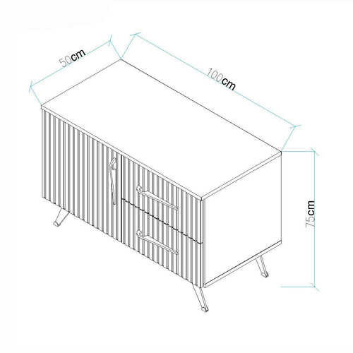 Comoda KAYRA 1 uşă 2 sertare 100 x 66 cm, Opțiuni culoare - Maroom