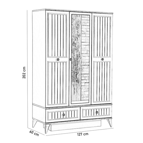 Dulap LENA 3 uși 2 sertare 127 x 202 cm - Maroom
