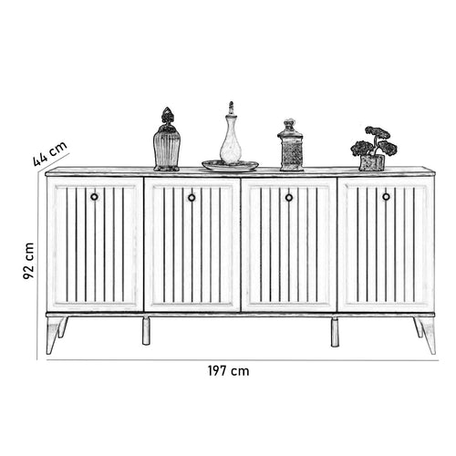 Comodă LENA 4 uși 197 x 92 cm - Maroom
