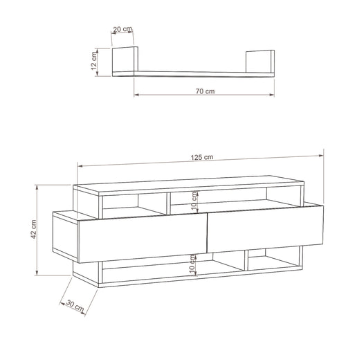 Set Comodă TV NOAH 4 rafturi 2 uşi 125 cm, Opțiuni culoare - Maroom