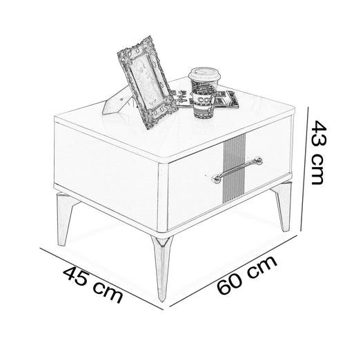 Noptieră LOTTO 1 sertar 60 x 45 cm, Nuc - Maroom