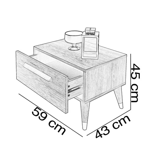 Noptieră EMPOLI 1 sertar 59 x 45 cm - Maroom