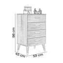 Comodă EMPOLI 4 sertare 59 x 98 cm - Maroom