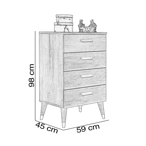 Comodă EMPOLI 4 sertare 59 x 98 cm - Maroom