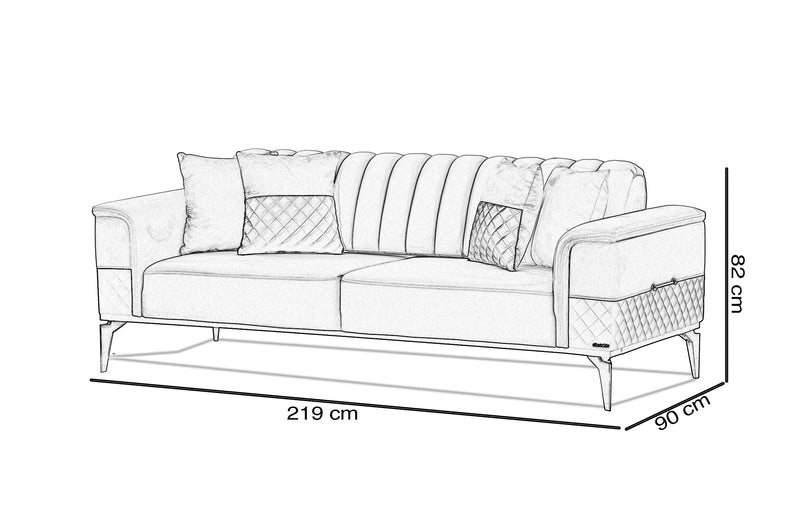 Canapea extensibilă 3 locuri LOTTO 219 cm, Easy Clean, Opțiuni culoare