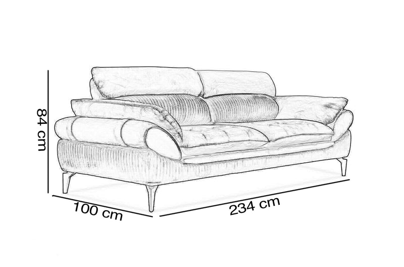Canapea extensibilă 3 locuri MONREAL 234 cm , Easy Clean, Opțiuni culoare