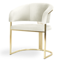 Scaun de dining alb cu auriu metal picioare
