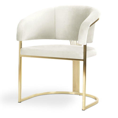 Scaun de dining alb cu auriu metal picioare