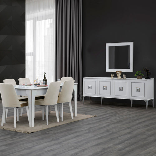 Comodă OSLO 4 uşi 202 x 81 cm, Alb 