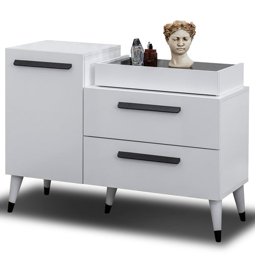 Comodă EMPOLI ALB 1 ușă 3 sertare 116 x 85 cm - Maroom