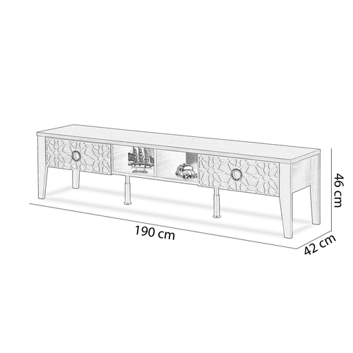 Comodă TV  BADE 2 sertare 2 Rafturi 190 cm - Maroom